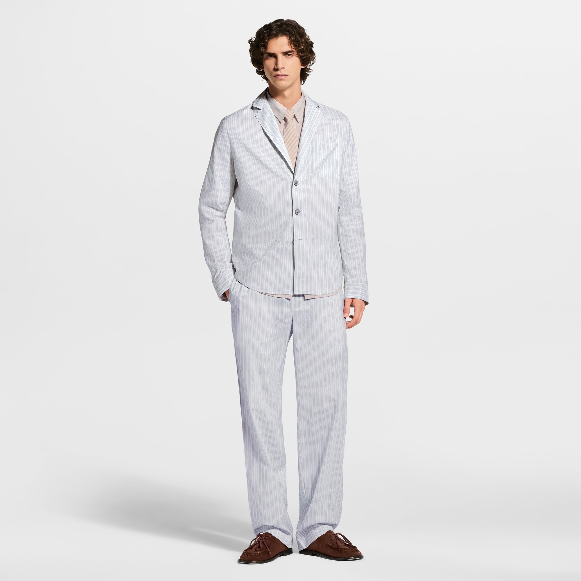 Monogram Striped Casual Drawstring Pants - Men - Ready-to-Wear